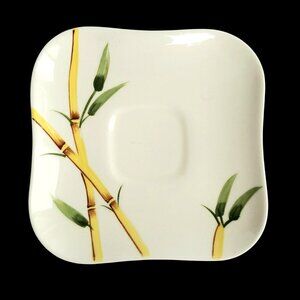 1940s Weil Ware California Pottery Vintage Square Saucer Malay Bamboo MCM